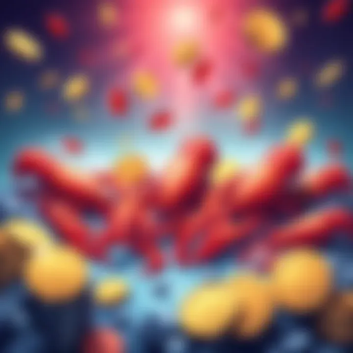 A vibrant illustration of lobsters surrounded by trading tokens, symbolizing the Raise Your Lobster campaign activities and competition.