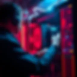 A person setting up a Rak Hotspot V2 miner, focusing on connecting cables and configuring settings.