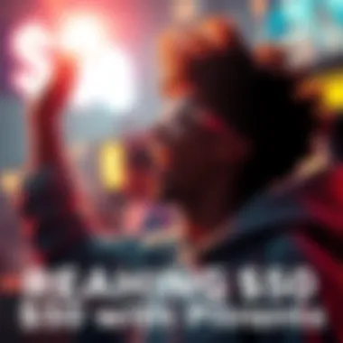 A person celebrating after reaching $50 by collecting 149 parcels, looking excited for the next goal of saving for a 7k AB tier jump.