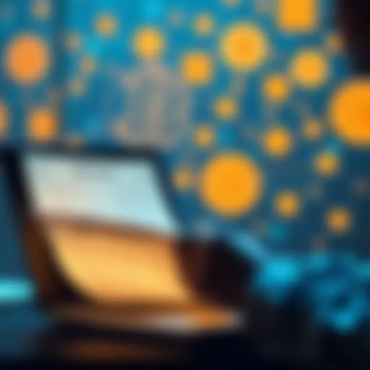 A person reading Satoshi Nakamoto's Bitcoin whitepaper on a laptop with Bitcoin symbols in the background