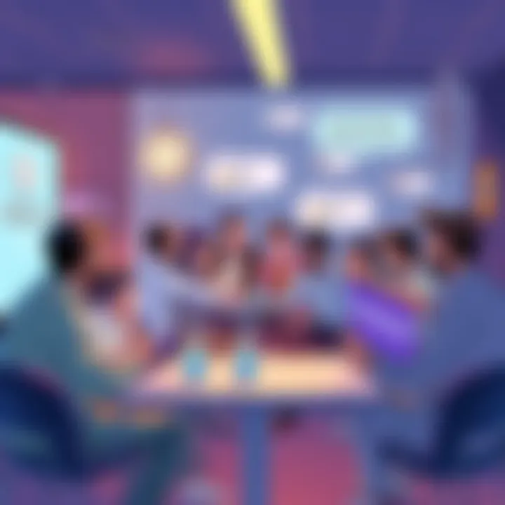 Illustration of a lively Telegram chat with members engaging in discussions and games, while a chatbot named $RECAP answers questions and shares humor.