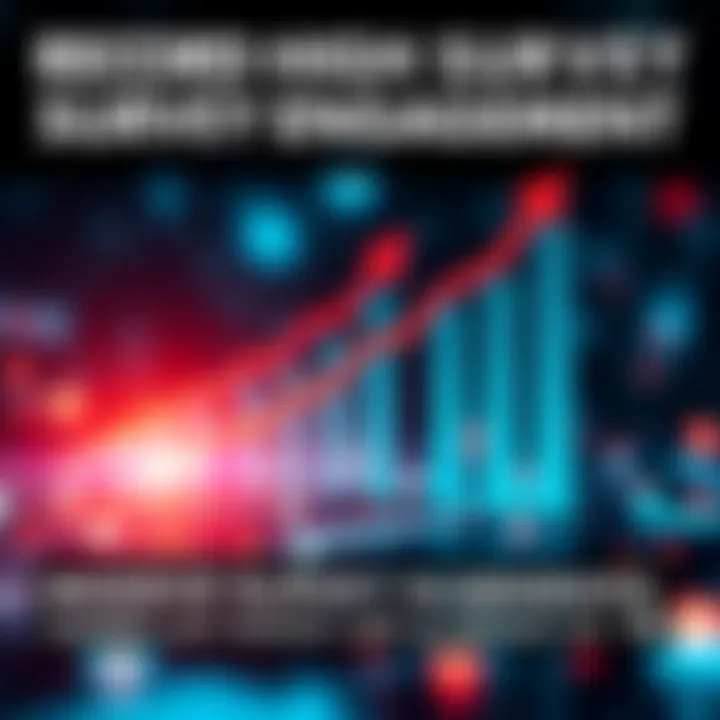 A graphic showing a rising chart with arrows and survey icons, symbolizing increased survey participation globally.