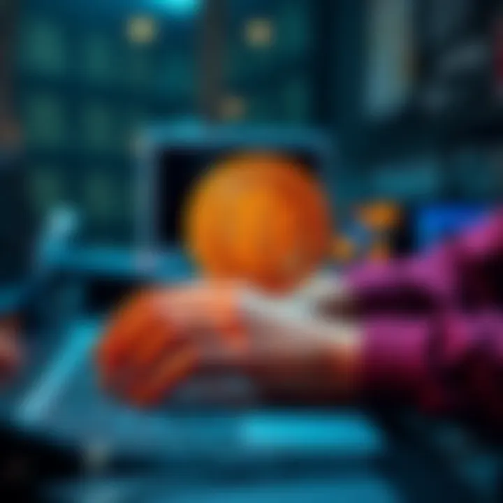 A person typing on a computer, looking for ways to recover encrypted Bitcoin wallet keys from a .dat file