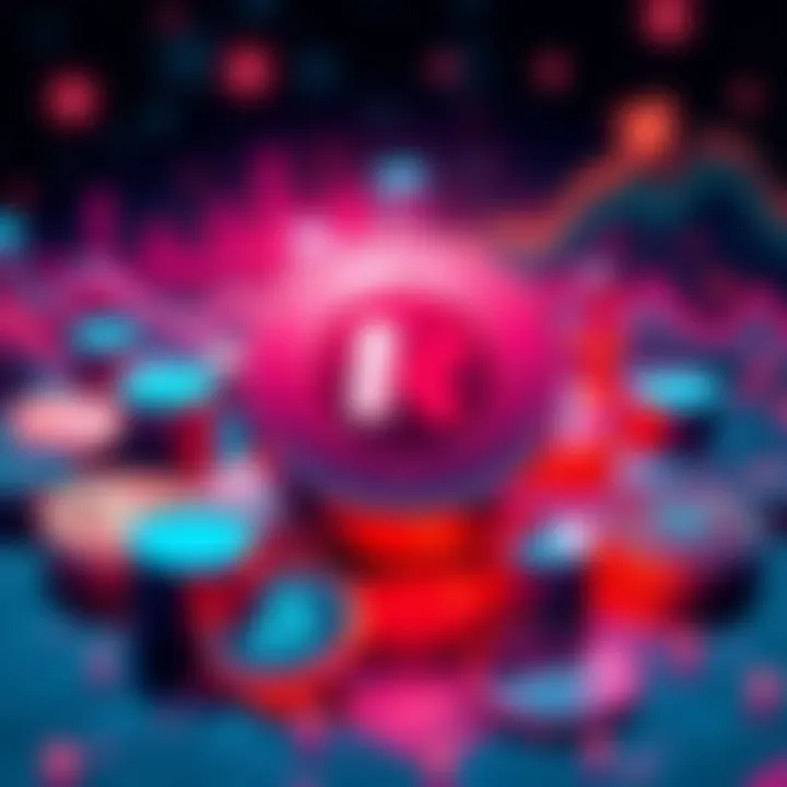 RedStone logo surrounded by symbols of decentralized finance like coins and charts