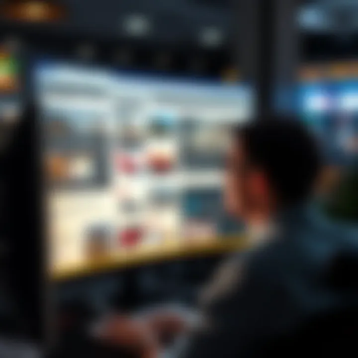 A person analyzing ads on a computer screen while calculating potential returns on investment for rent boosting.