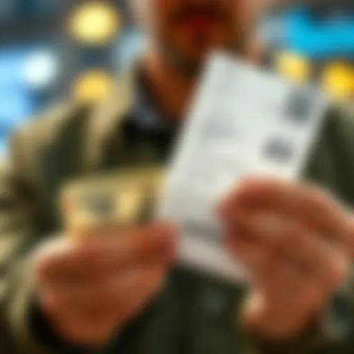 A person holds cash while looking at a rent receipt, illustrating the financial connection between rent payments and withdrawal limits.