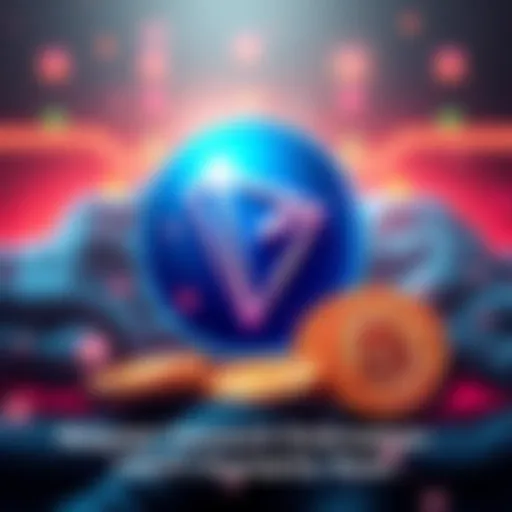 Illustration of Request Network logo with Tron blockchain symbols and USDT coin representation