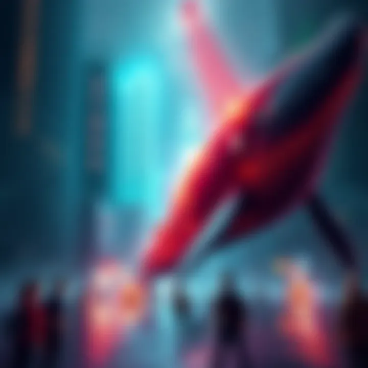 Retail Investors and Whales in ETH Market A visual representation showing a group of retail investors on one side and large institutional whales on the other, symbolizing the divide in the ETH market.