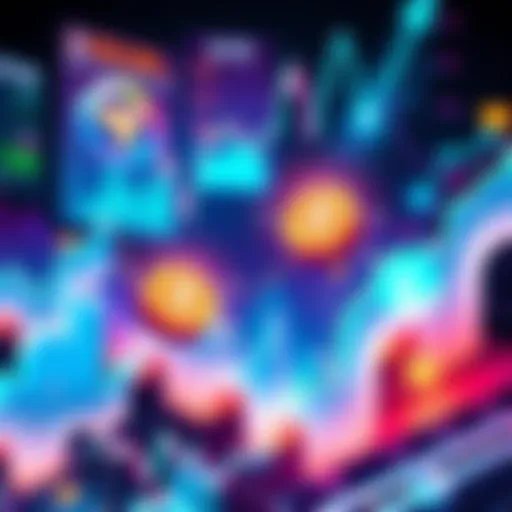 Illustration showing the Reto Swap mechanism with charts and graphs representing market prices and trading activities.