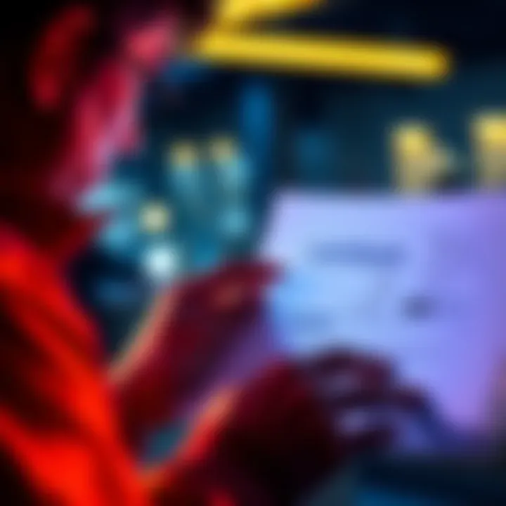 Individual looking at tax forms related to USDC transactions