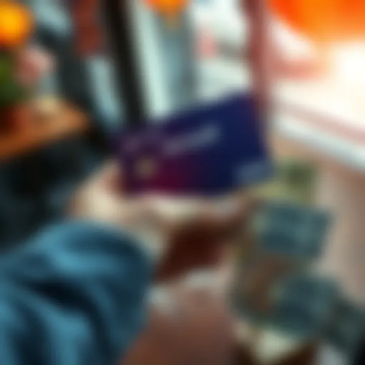 A person holding a Revolut card with South Korean Won bills on a table