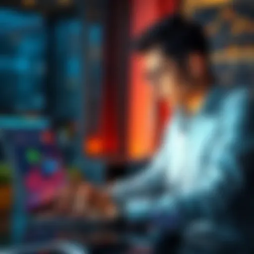 A business person reviewing financial data on a laptop with a Revolut Pro interface on screen, looking concerned about account issues.