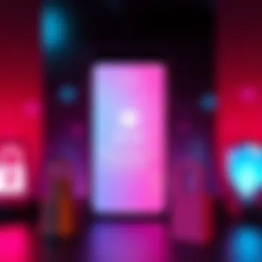 A smartphone displaying the Revolut app with a warning about bootloader locking, surrounded by security icons like a padlock and shield.