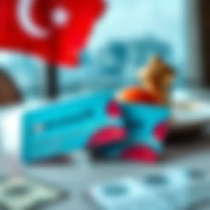Two Revolut cards placed on a table with a Turkish flag in the background, representing money transfers to Turkey.