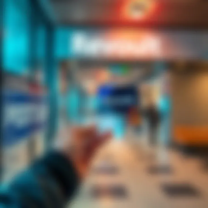 A person showing a Revolut Credit Card at an airport lounge entrance, discussing access options
