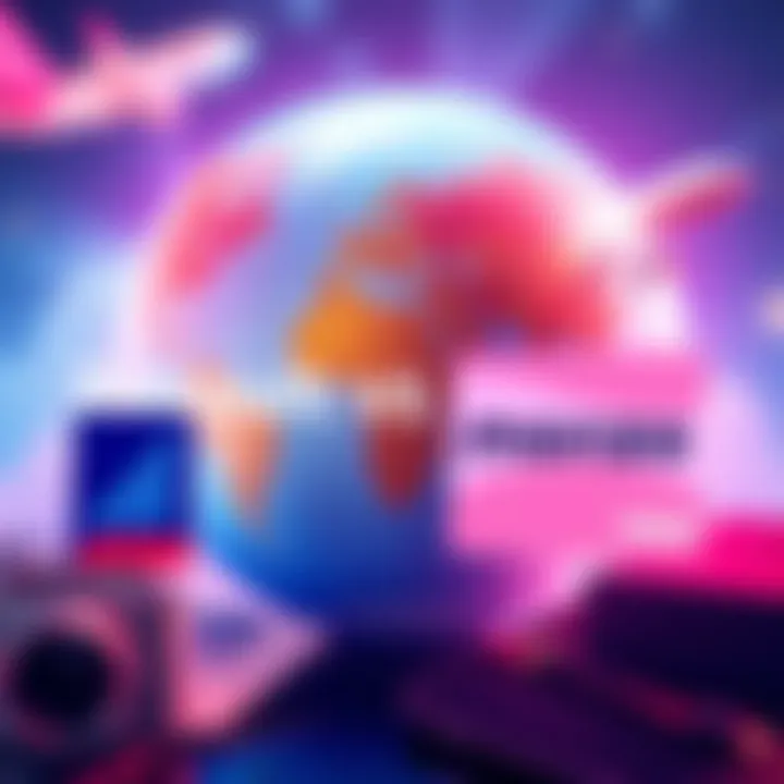 A comparison of Revolut and Monzo logos with travel elements like a globe and airplane in the background.