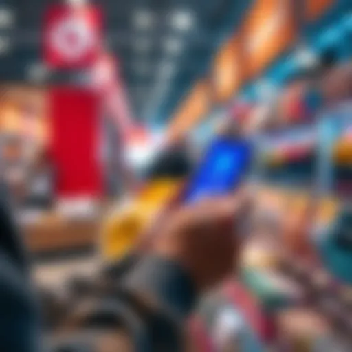 A person using a smartphone to make a payment at a checkout with Revolut Pay feature visible on screen