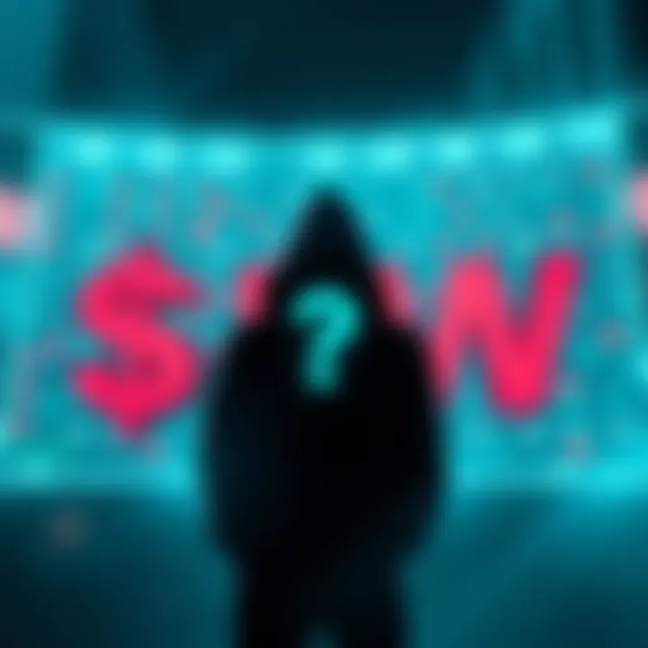 Revolut Data Breach Ransom Demand A digital illustration of a hacker's silhouette with a question mark and a dollar sign, symbolizing the $3 million ransom demand from Revolut.