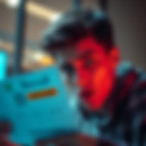 A person looking concerned while reviewing a bank statement with a golf webshop charge highlighted