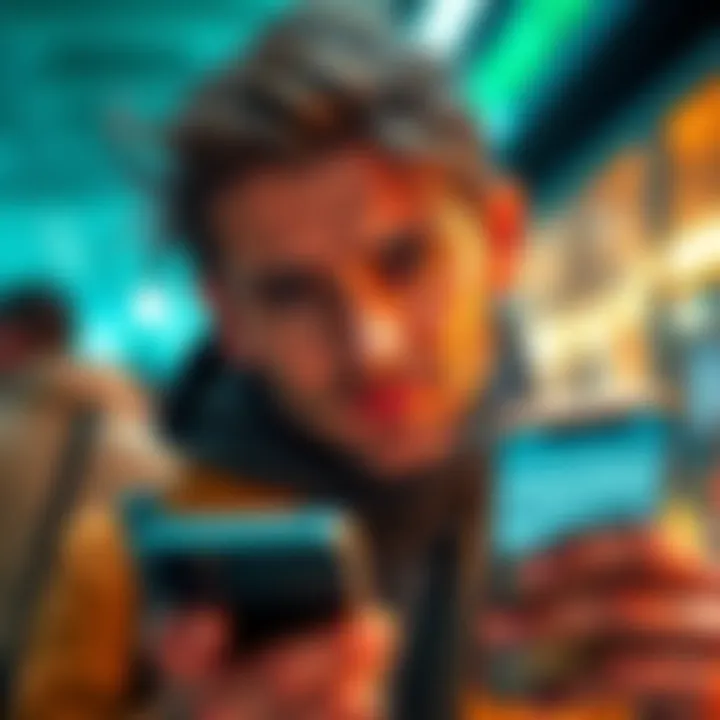 A worried customer looking at a phone with Revolut app showing transfer error message