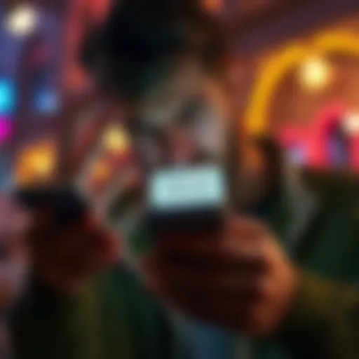 A frustrated person looking at a smartphone displaying the Revolut app with a message about the WeWork perk not working and decreased benefits.