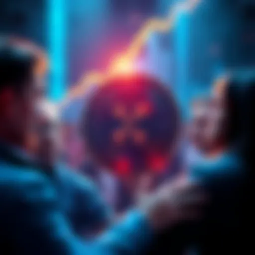 A visual representation of Ripple XRP increasing in value while many investors look concerned about missing out, with a digital coin and a graph indicating rising demand in the background.