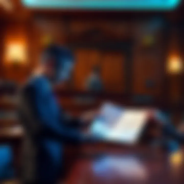 Ripple and SEC Court Settlement Ripple and SEC representatives presenting documents in a courtroom for settlement approval