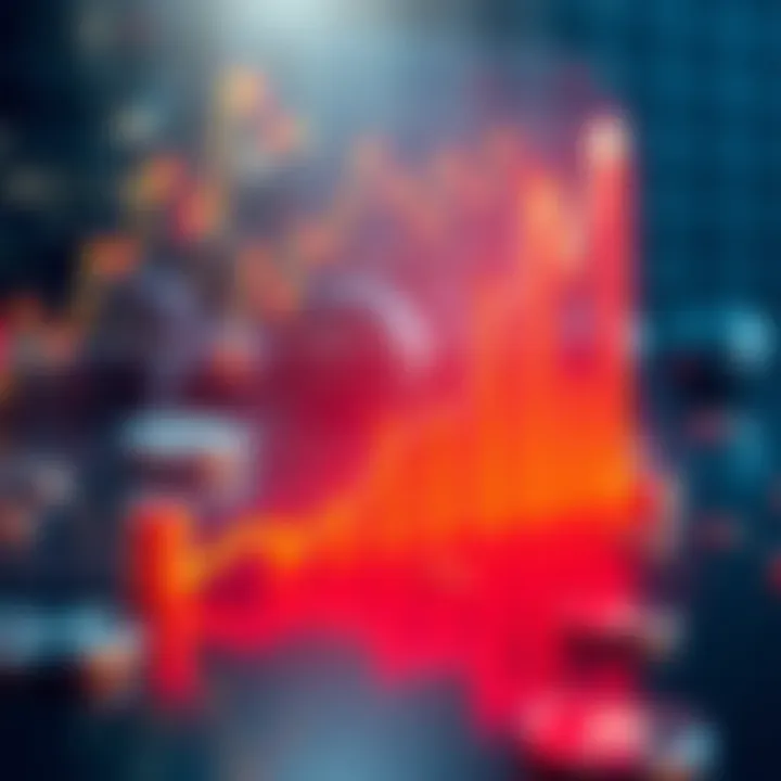 Graph showing XRP price increase with a bullish trend and cryptocurrency symbols in the background