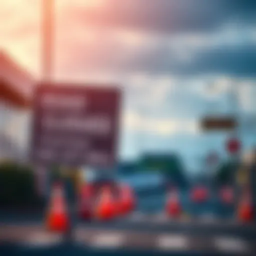 A road closure sign indicating Pickett Road is closed near Fair City Mall, with traffic cones and a detour sign visible in the background.