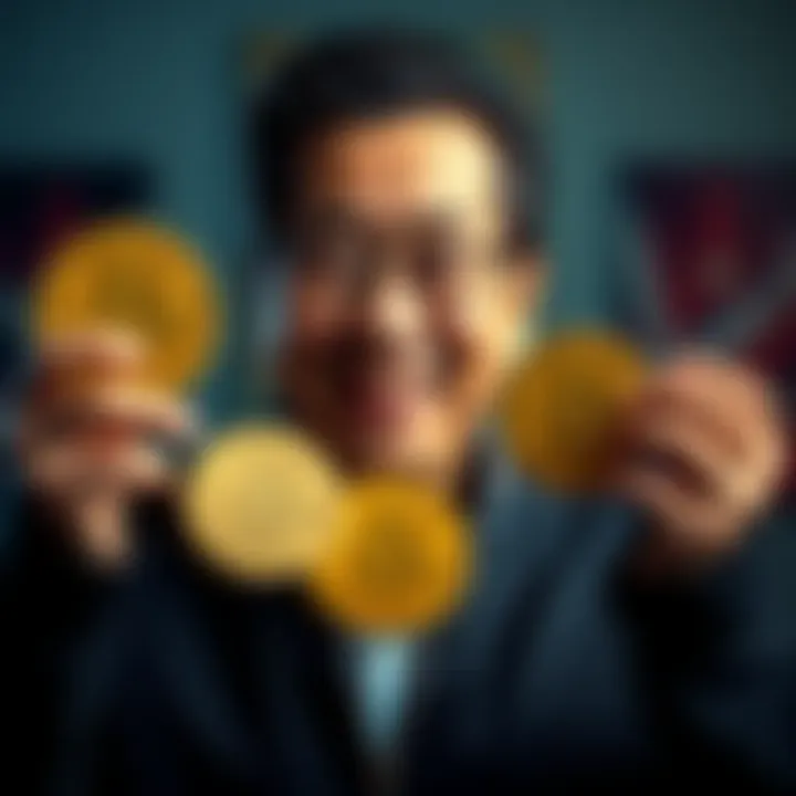 Robert Kiyosaki with Bitcoin Robert Kiyosaki smiling while holding Bitcoin symbols, representing his recent $2.25 million sale and investment plans.