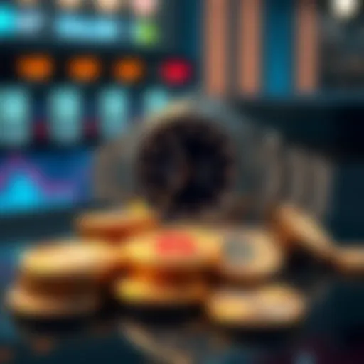 A luxurious Rolex watch next to shiny Bitcoin coins on a table, symbolizing investment choices.