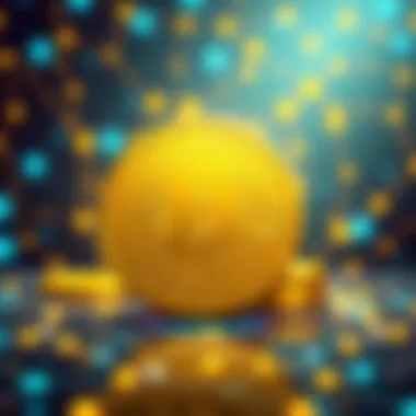 A cartoon showing a gold coin with a digital network background, representing the humor in the global currency debate.