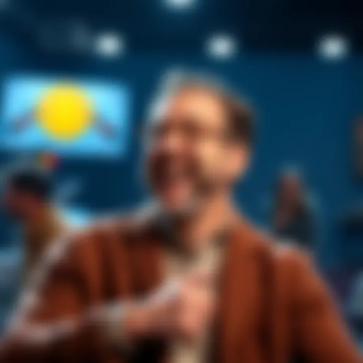 Satoshi Seinfeld laughing in a scene from the comedy show 'Buttcoin', showcasing humorous commentary on cryptocurrency culture