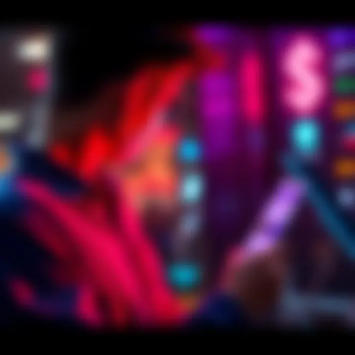 A person looking at subscription options on a smartphone with a dollar sign in the background