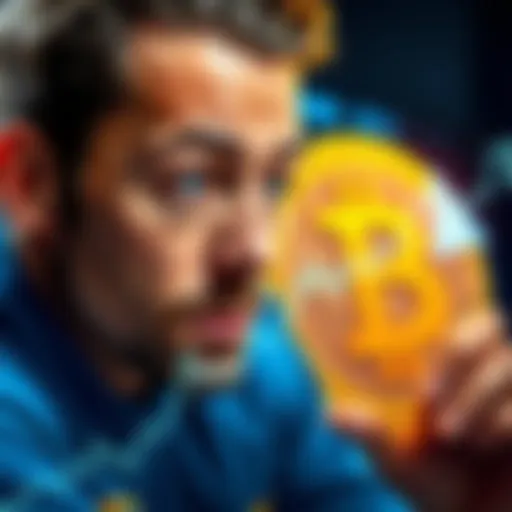 A graphic showing a downward trend in Bitcoin value with Saylorboy looking concerned.