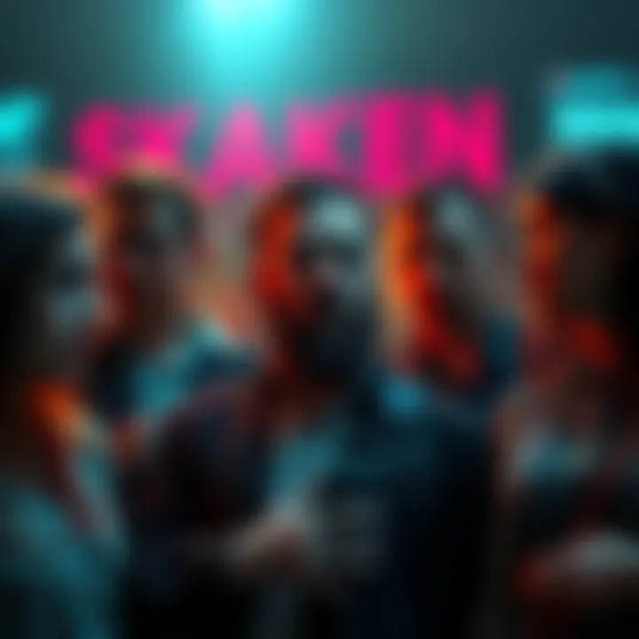 A concerned group of people discussing scams related to the Kraken platform, showing alarm and urgency in their expressions.