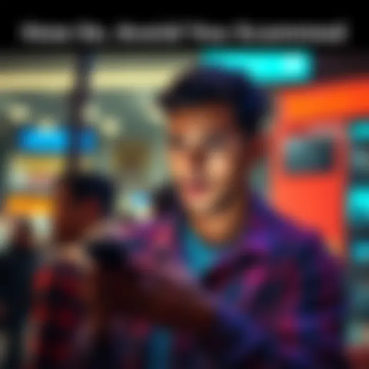 A person looking concerned while checking their phone for potential scams