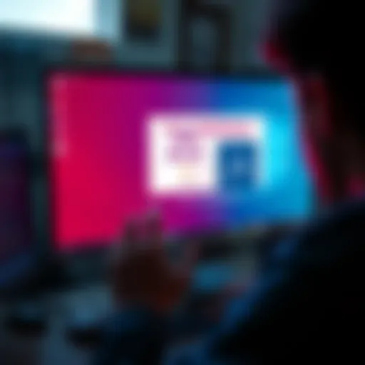 A person looking at a scam warning notice on a computer screen, showing concern.