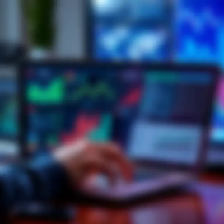 A person analyzing player stats on a laptop with charts and graphs, representing player scouting strategies for fantasy leagues.