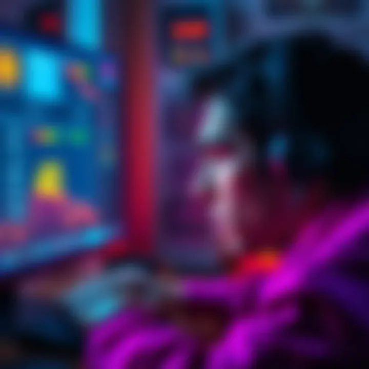 Searching for Stolen Bitcoin A person looking at a computer screen displaying a cryptocurrency wallet with 40 BTC, showing frustration and concern over lost funds