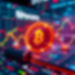 A digital representation of tokenized stocks and securities being traded on a blockchain platform, showcasing modern finance technology, with traditional stock icons in the background.