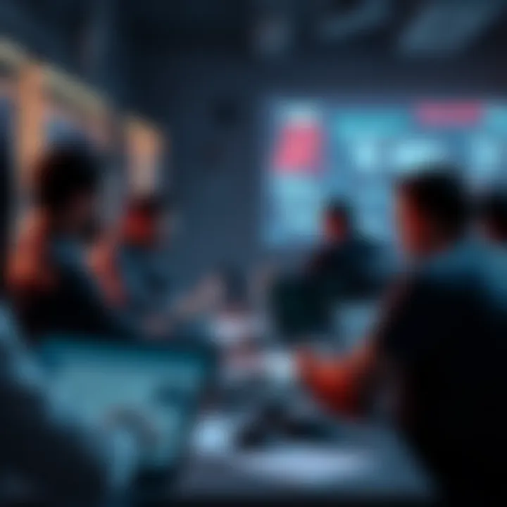 A group of people discussing the second Pi migration on a forum, with laptops and notes around them.