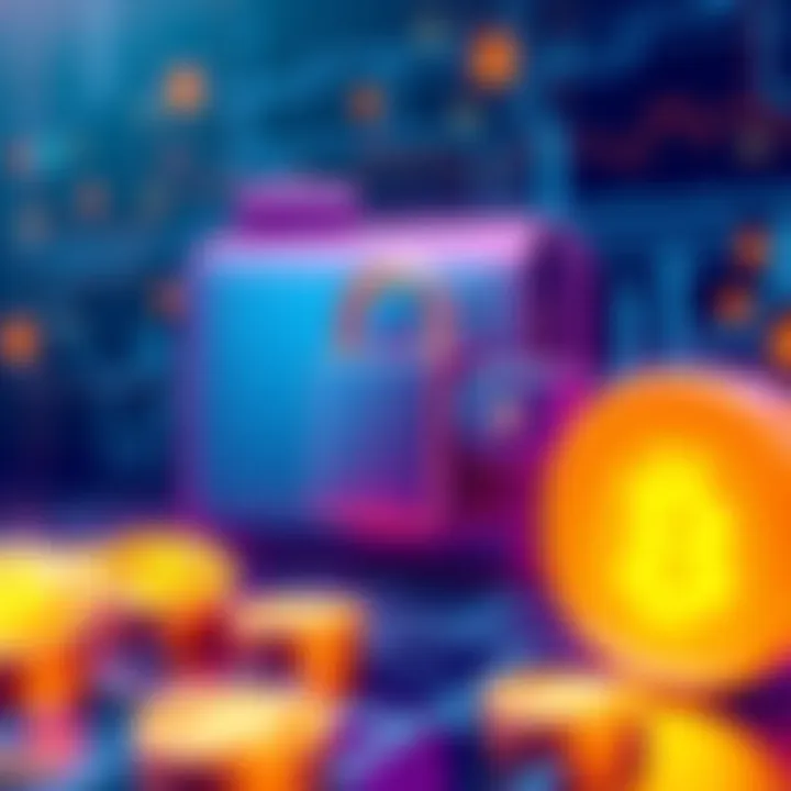 Illustration of a secure browser wallet interface for trading on Solana, featuring locks and digital coins.