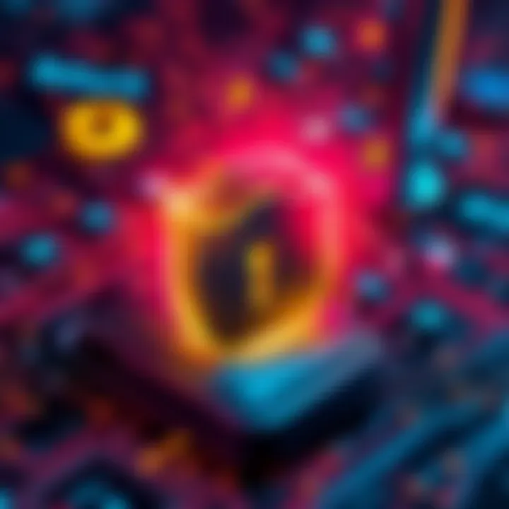 A digital representation of browser security icons with a cryptocurrency wallet