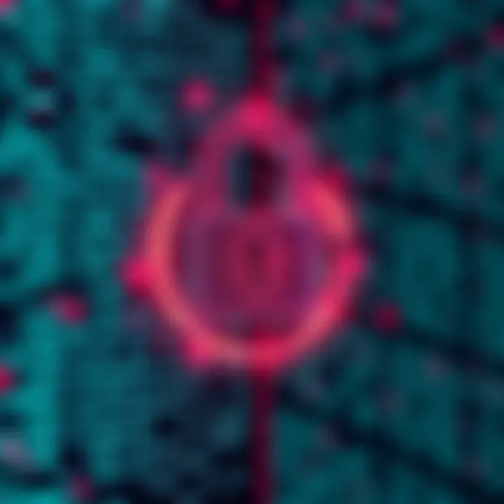 A digital lock symbol overlaid on a matrix of code, representing the concept of fully homomorphic encryption and data security.