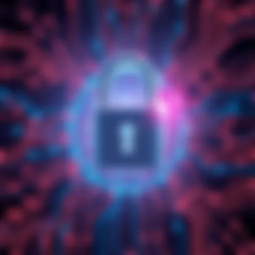 A digital lock symbolizing the security of 12-word seed phrases, with a background of computer circuits representing technology advancements.