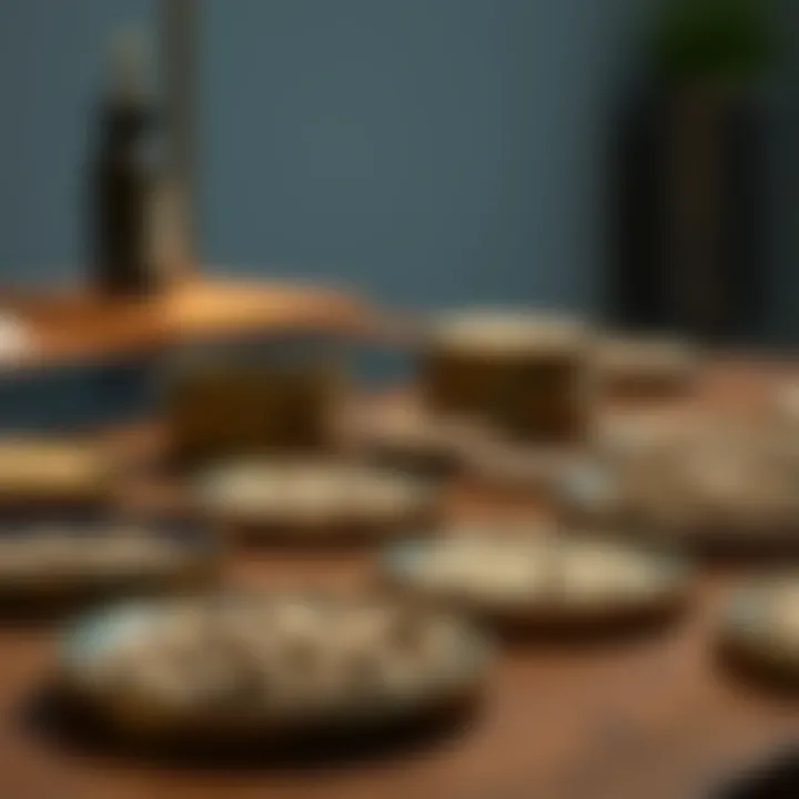 Seed phrase backup plates on a table Various types of seed phrase backup plates displayed on a wooden table, showing different materials and designs for securely storing seed phrases.