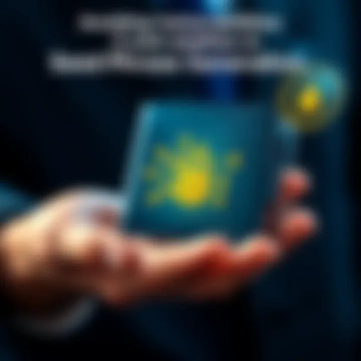 A person holding a hardware wallet with a digital lock overlay, symbolizing security for seed phrases.