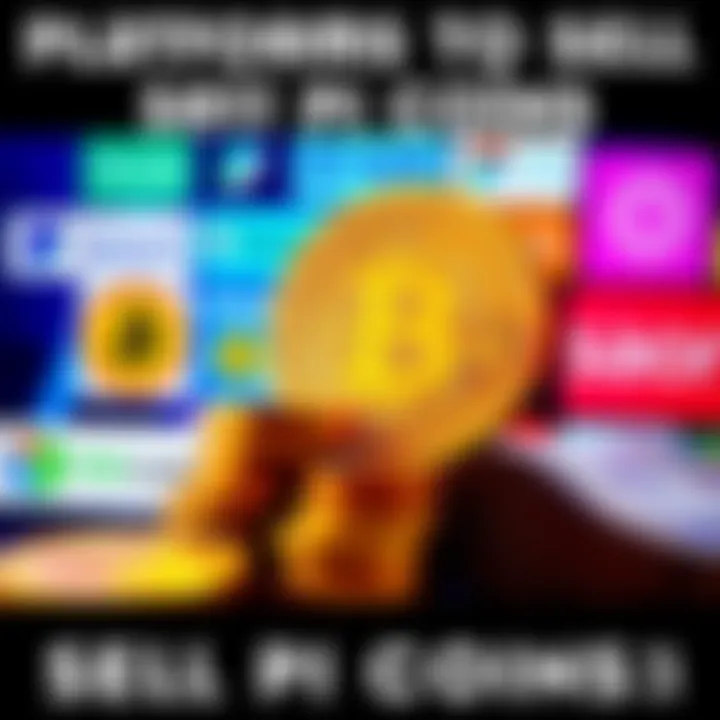 A collage showing different platforms for selling Pi coins in India, featuring logos of exchange websites and an image of Pi coins stacked with cash.