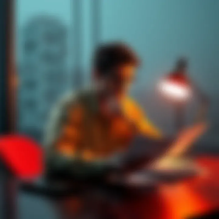 A concerned seller sits at a table with documents, looking thoughtful about market trends and user engagement.